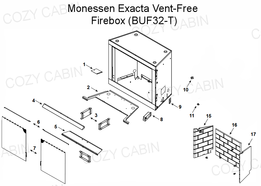 Monessen 32" Exacta Vent-Free Firebox with Stacked Traditional Interior (BUF32-T) #BUF32-T